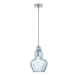 Maytoni Eustoma MOD238-PL-01-BL lampa wisząca metalowa nikiel szklany klosz niebieski regulowana wysokość 1xE14 40W 16 cm