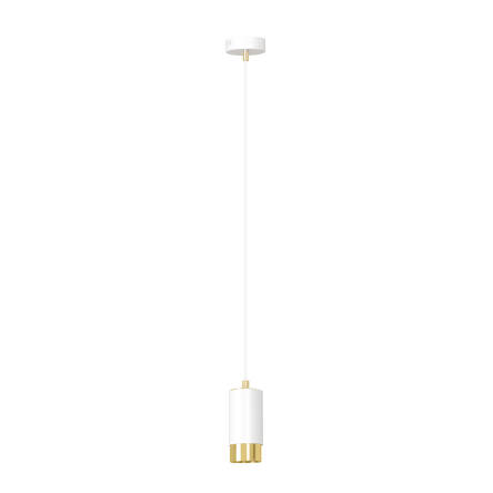 Emibig FUMIKO 1 WH/GOLD 815/1 lampa wisząca designerski spot biała tuba złoty pasek 1x30W Gu10 8cm