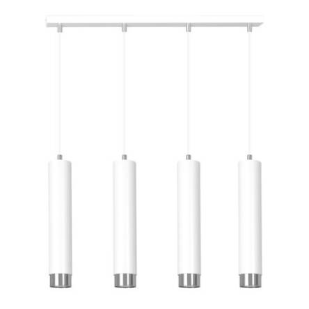 Emibig KIBO 3 WH/CHROME 641/4 lampa wisząca nowoczesna metal białe tuby srebrne dodatki 4x30W Gu-10 60cm