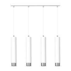 Emibig KIBO 3 WH/CHROME 641/4 lampa wisząca nowoczesna metal białe tuby srebrne dodatki 4x30W Gu-10 60cm