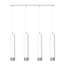 Emibig KIBO 3 WH/CHROME 641/4 lampa wisząca nowoczesna metal białe tuby srebrne dodatki 4x30W Gu-10 60cm