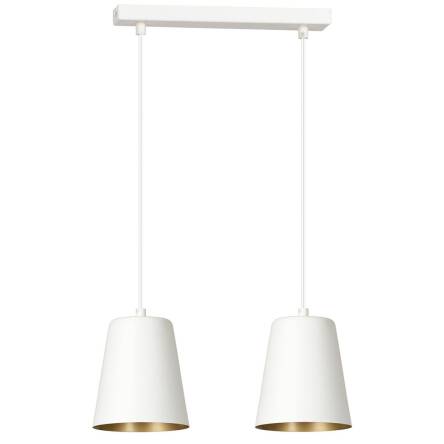 Emibig MILAGRO 2 WHITE / GOLD 414/2 lampa wisząca nowoczesna biała środek złoty metalowa 2x60W E27 40cm