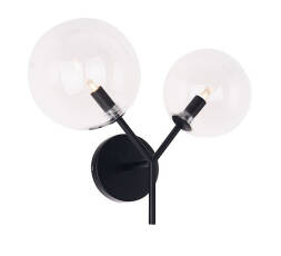 MAXLIGHT LOLLIPOP BLACK W0277 kinkiet lampa ścienna elegancki czarny metal klosz szklany 2x max 40W G9 35cm