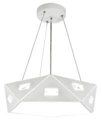 Candellux NEMEZIS 31-64875 lampa wisząca pięciokątna biała z kryształami LED 24W 4000K 42cm