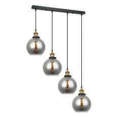 Italux Cardena MDM-4330/4 GD+SG lampa wisząca industrialna stalowa czarno złota klosze szkło dymiony E27 4x40W IP20 71,1cm 