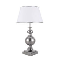 Italux Letto TL-1825-1-CH lampa stołowa klasyczna metal chrom abażur tkanina biały 46cm IP20 E27 1x60W