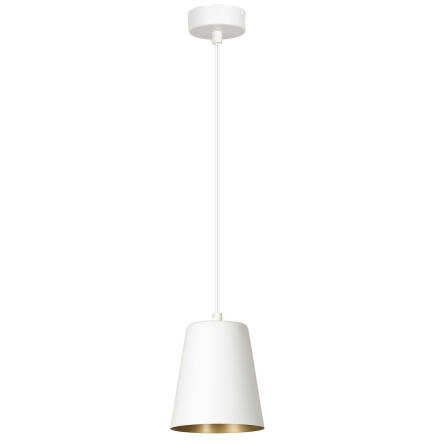 Emibig MILAGRO 1 WHITE / GOLD 414/1 lampa wisząca nowoczesna biała środek złoty metal 1x60W E27 14cm