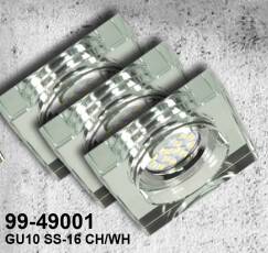 Candellux SS-16 CH/WH oprawa do wbudowania zestaw trzech opraw 3X3W GU10 LED z żarówką  LED chrom kwadratowa szkło bezbarwne min 6,4cm