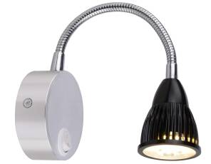 Candellux DINO 21-43733 kinkiet lampa ścienna chrom aluminium klosz stożek czarny 3W LED 