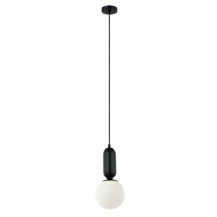 Italux Aldeva PND-02340-1S-BK lampa wisząca nowoczesna stal czarna klosz szklany kula 15cm E27 1x40W