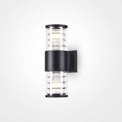 Maytoni Bronx O576WL-02B kinkiet lampa ścienna zewnętrzna aluminium czarny 2x60W E27 10,8cm IP54