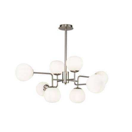 Maytoni Erich MOD221-PL-08-N lampa wisząca metalowa rama nikiel klosz matowe białe szkło 8xE14 40W 96 cm