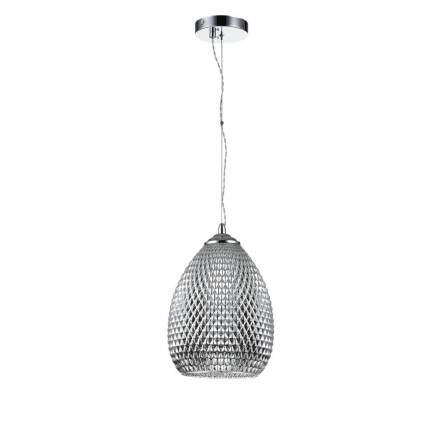 Maytoni Moreno P018-PL-01-N lampa wisząca metalowa rama chrom klosz ze szkła teksturowanego szary 1xE27 60W 22 cm