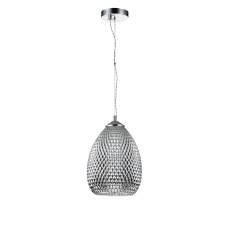 Maytoni Moreno P018-PL-01-N lampa wisząca metalowa rama chrom klosz ze szkła teksturowanego szary 1xE27 60W 22 cm