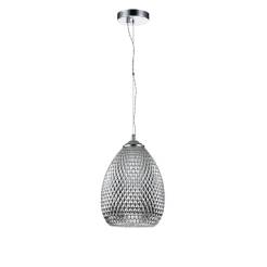 Maytoni Moreno P018-PL-01-N lampa wisząca metalowa rama chrom klosz ze szkła teksturowanego szary 1xE27 60W 22 cm