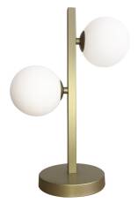 Candellux KAMA 42-73433 lampa stołowa mosiądz dwa białe klosze kula 2X28W G9 12 cm