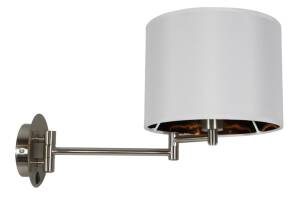 Candellux ALEXIA 21-57532 kinkiet lampa ścienna chrom abażur biały regulowane ramiona 1X40W E14 27-41cm