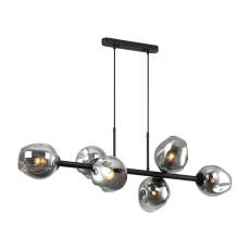 Italux Borgo PND-30843-6 BK+SG lampa wisząca nowoczesna stal czarny klosze kule dymiony szkło IP20 6x40W E27 30cm 