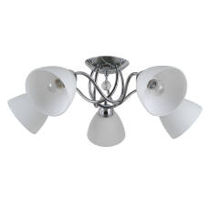 Italux Lugano PND-5643-5 plafon lampa sufitowa chrom stal klosz szkło biały kryształ E27 5x40W IP20 56cm