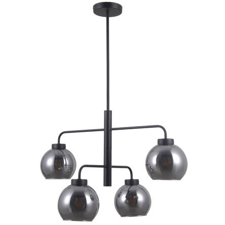 Italux Poggi PND-28028-4D lampa wisząca nowoczesna stal czarny mat szkło dymiony 40cm IP20 E27 4x40W