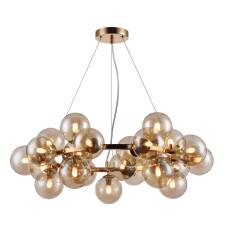 Maytoni Dallas MOD548PL-25G lampa wisząca rama złota metalowa szklane klosze bursztynowe 25xG9 28W 69 cm