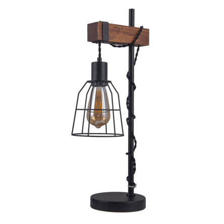 Italux Reda TB-4793-1-L lampa stołowa czarny mat stal drewno klosz koszyk 55cm IP20 1xE27 40W