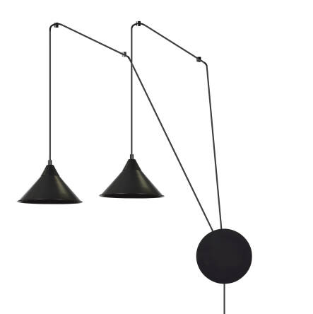 Emibig ABRAMO 2 BLACK 160/2 lampa wisząca regulowana design czarna loft 2x60W E27 490cm