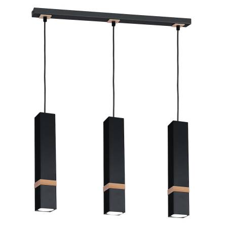 Milagro VIDAR BLACK MLP5404 lampa wisząca nowoczesna połączenie czerni z drewnem 3xGU10 60cm