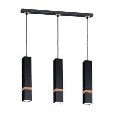 Milagro VIDAR BLACK MLP5404 lampa wisząca nowoczesna połączenie czerni z drewnem 3xGU10 60cm