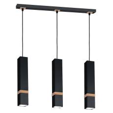 Milagro VIDAR BLACK MLP5404 lampa wisząca nowoczesna połączenie czerni z drewnem 3xGU10 60cm