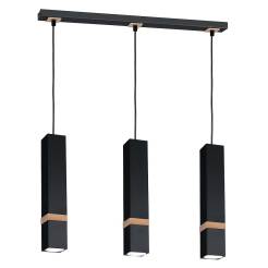 Milagro VIDAR BLACK MLP5404 lampa wisząca nowoczesna połączenie czerni z drewnem 3xGU10 60cm