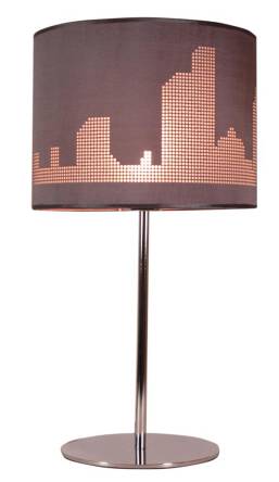 Candellux MANHATTAN 41-55029 lampa stołowa szary abażur z motywem 1X60W E27 28 cm