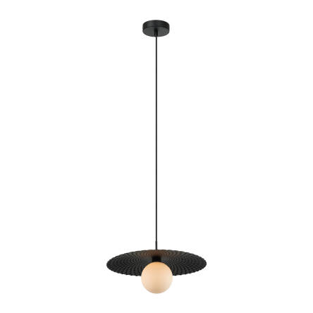 Italux Malor PND-4602-1-XL-BK lampa wisząca nowoczesna stal czarny klosz szkło biały kula G9 1x25W 38 cm 