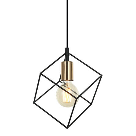 Italux Morestel MDM-4244/1 BK+BRO lampa wisząca stal czarno-złota kwadrat E27 1x40W IP20 15cm 