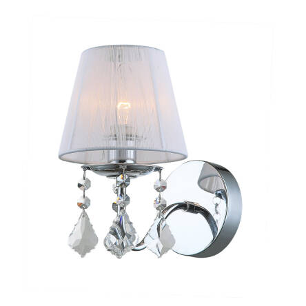 Italux kinkiet lampa ścienna Cornelia MBM-2572/1 W chrom biały abażur kryształki
