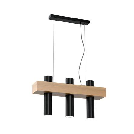 Milagro WEST BLACK MLP5510 lampa wisząca czarna podłużny klosz w kształcie walca metal drewno 3xGU10 51cm