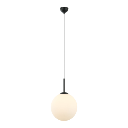 Italux Deore PND-5578-1L-BK lampa wisząca nowoczesna stal czarna klosz szklany kula 30cm E27 1x40W