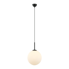 Italux Deore PND-5578-1L-BK lampa wisząca nowoczesna stal czarna klosz szklany kula 30cm E27 1x40W