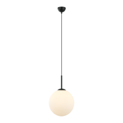 Italux Deore PND-5578-1L-BK lampa wisząca nowoczesna stal czarna klosz szklany kula 30cm E27 1x40W