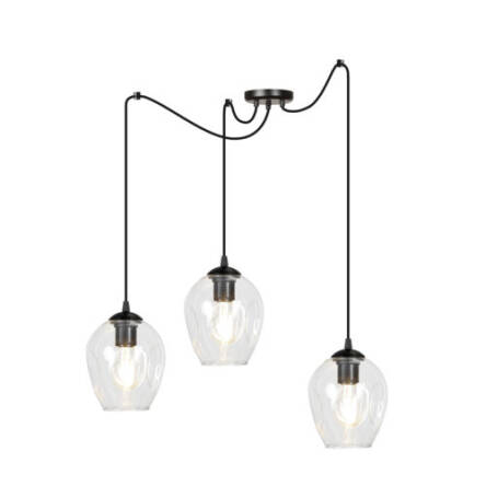 Emibig LEVEL 3 BL/TRANSPARENT 756/3 lampa wisząca nowoczesna klosze szklane kule transparentny regulowana 3x60W E27 200cm