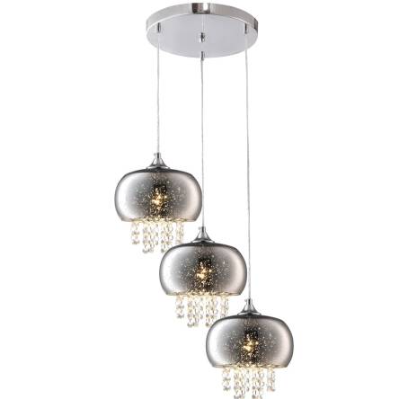 Milagro STARLIGHT ML3788 lampa wisząca chrom szklany klosz z kryształkami 3xE14 40cm