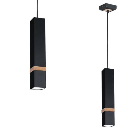 Milagro VIDAR BLACK MLP5403 lampa wisząca nowoczesna metalowy klosz czarny drewno 1xGU10 8cm