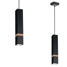 Milagro VIDAR BLACK MLP5403 lampa wisząca nowoczesna metalowy klosz czarny drewno 1xGU10 8cm