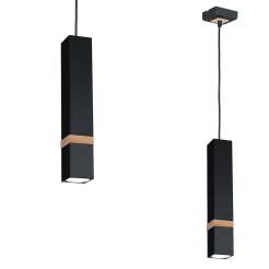 Milagro VIDAR BLACK MLP5403 lampa wisząca nowoczesna metalowy klosz czarny drewno 1xGU10 8cm