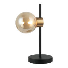 Italux Bletter PND-5225-1-BK-AMB lampa stołowa styl nowoczesna stalowa czarna klosz bursztynowy szklany G9 1x25W 33 cm
