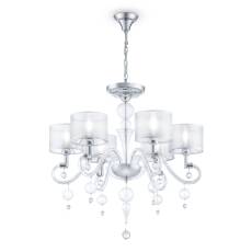 Maytoni Bubble Dreams MOD603-06-N lampa wisząca rama metalowa chrom abażur tkanina biała kryształki 6xE14 40W 71cm