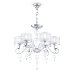 Maytoni Bubble Dreams MOD603-06-N lampa wisząca rama metalowa chrom abażur tkanina biała kryształki 6xE14 40W 71cm