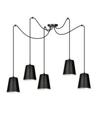 Emibig LINK 5 BLACK / WHITE 454/5 lampa wisząca metalowa klosz czarny biały środek 5x60W E27 80cm